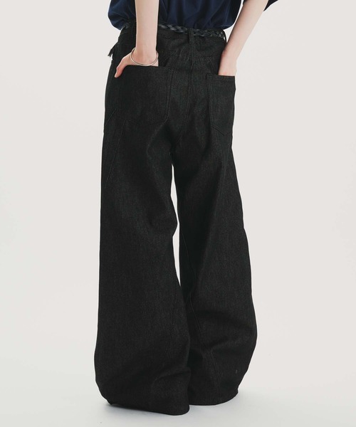 selle glant(セレグランテ)の「RIGID DENIM 3D CURVE BAGGY PANTS/リジットデニム3Dカーブバギーパンツ(デニムパンツ・メンズ・ブラック/ダークインディゴブルー・SMALL/MEDIUM/LARGE)」の6枚目の写真