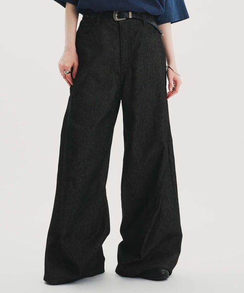 selle glant(セレグランテ)の「RIGID DENIM 3D CURVE BAGGY PANTS/リジットデニム3Dカーブバギーパンツ(デニムパンツ・メンズ・ブラック/ダークインディゴブルー・SMALL/MEDIUM/LARGE)」の3枚目の写真