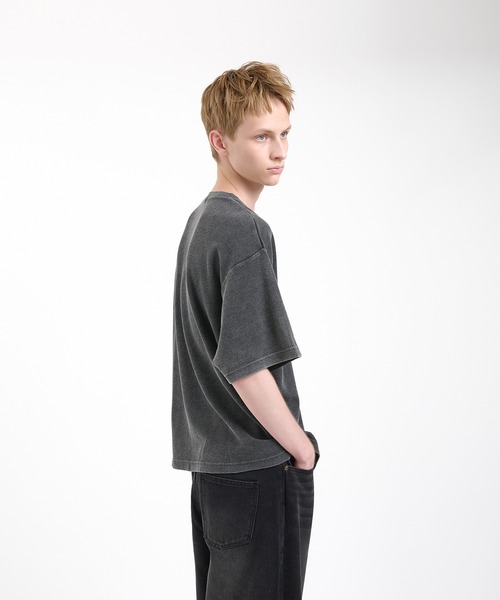 ヘンリーネックTシャツ♡グレー thermal henry neck T‐shirt/サーマルヘンリーネックTシャツ（Tシャツ