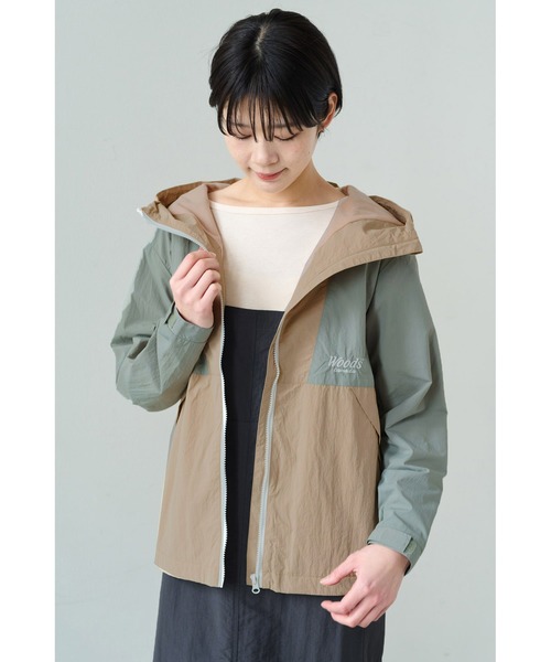 IEDIT(イディット)の「IEDIT WOODSコラボ 微起毛裏地付きのバイカラーアノラック風ジャケット〈ライトカーキ×ベージュ〉(その他アウター・レディース・ベージュ系その他・M/L/LL/3L/S)」の9枚目の写真