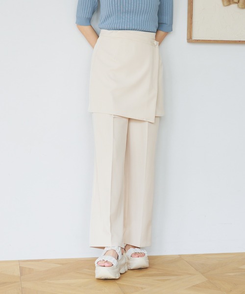 mysty woman(ミスティウーマン)の「ラップスカートセットパンツ 491359(スラックス・レディース・ホワイト系その他/ブラック/グレー・FREE)」の1枚目の写真