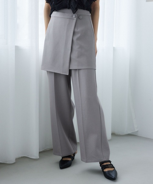 mysty woman(ミスティウーマン)の「ラップスカートセットパンツ 491359(スラックス・レディース・ホワイト系その他/ブラック/グレー・FREE)」の3枚目の写真