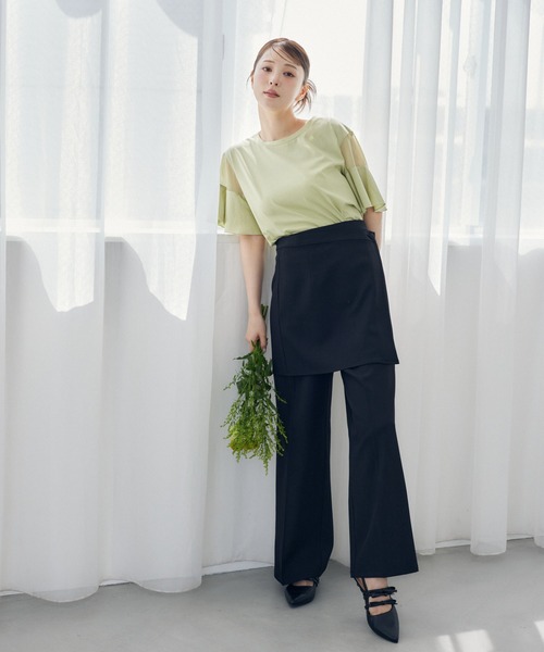 mysty woman(ミスティウーマン)の「ラップスカートセットパンツ 491359(スラックス・レディース・ホワイト系その他/ブラック/グレー・FREE)」の2枚目の写真