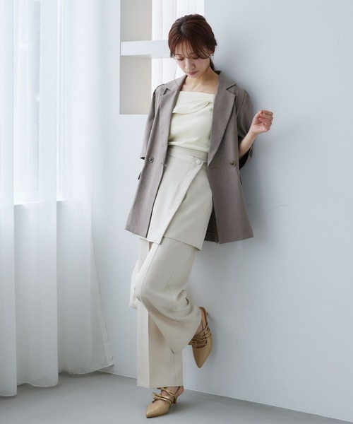 mysty woman(ミスティウーマン)の「ラップスカートセットパンツ 491359(スラックス・レディース・ホワイト系その他/ブラック/グレー・FREE)」の4枚目の写真