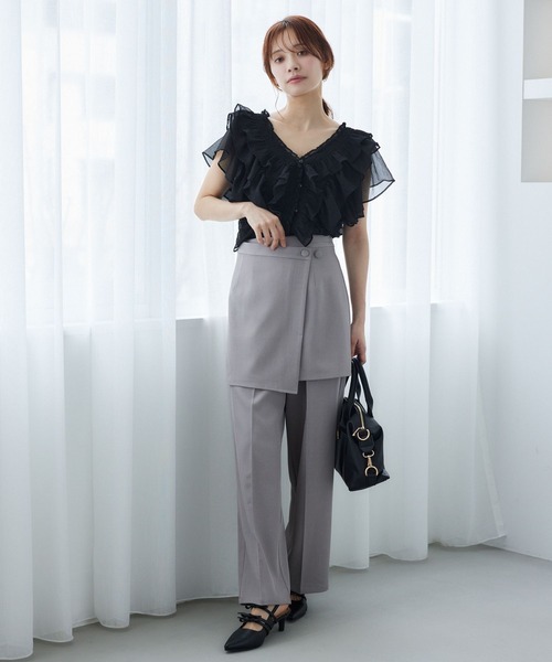 mysty woman(ミスティウーマン)の「ラップスカートセットパンツ 491359(スラックス・レディース・ホワイト系その他/ブラック/グレー・FREE)」の6枚目の写真