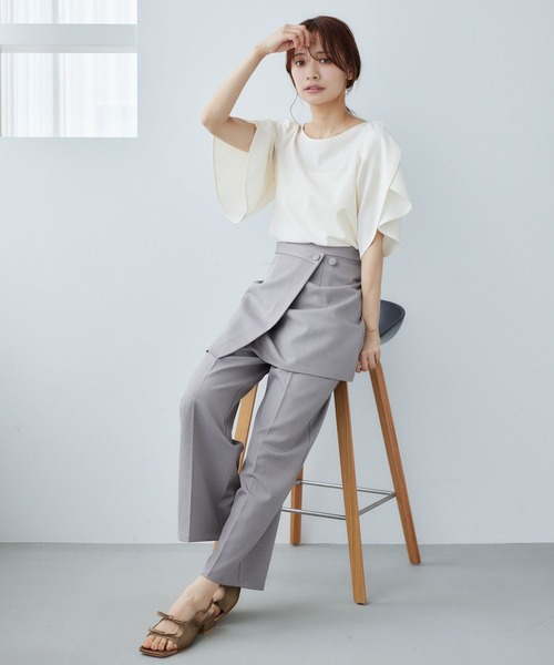 mysty woman(ミスティウーマン)の「ラップスカートセットパンツ 491359(スラックス・レディース・ホワイト系その他/ブラック/グレー・FREE)」の7枚目の写真