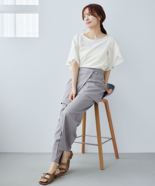 mysty woman(ミスティウーマン)の「ラップスカートセットパンツ 491359(スラックス・レディース・ホワイト系その他/ブラック/グレー・FREE)」の8枚目の写真