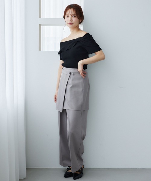 mysty woman(ミスティウーマン)の「ラップスカートセットパンツ 491359(スラックス・レディース・ホワイト系その他/ブラック/グレー・FREE)」の9枚目の写真