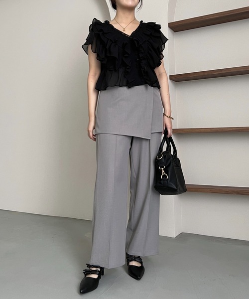 mysty woman(ミスティウーマン)の「ラップスカートセットパンツ 491359(スラックス・レディース・ホワイト系その他/ブラック/グレー・FREE)」の11枚目の写真