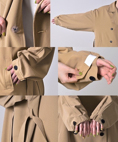 HUG.U(ハグユー)の「花粉防止・撥水 ロングトレンチコート(トレンチコート・レディース・ブラック/アイボリー/ベージュ・FREE)」の5枚目の写真