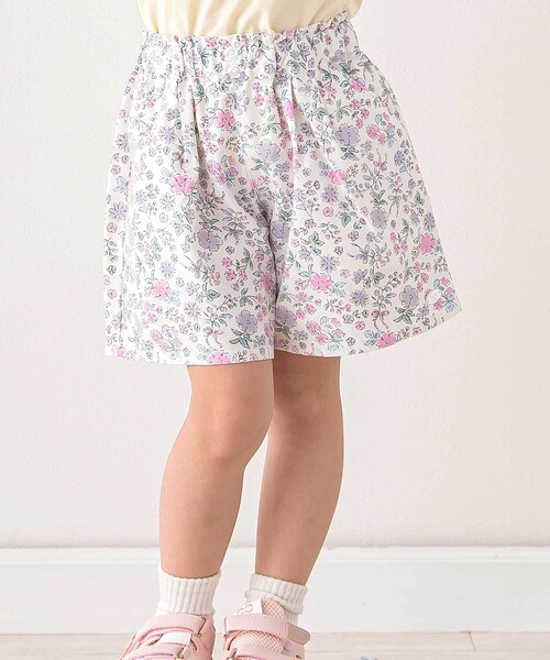 SLAP SLIP(スラップスリップ)の「【お揃い/接触冷感】無地花柄ひまわり麻レーヨンタック入りショートパンツ(90~130cm)(その他パンツ・キッズ・ベージュ/オレンジ/ピンク系その他/イエロー系その他/パープル系その他/ブルー系その他2・120cm/130cm/100cm/110cm/90cm)」の1枚目の写真