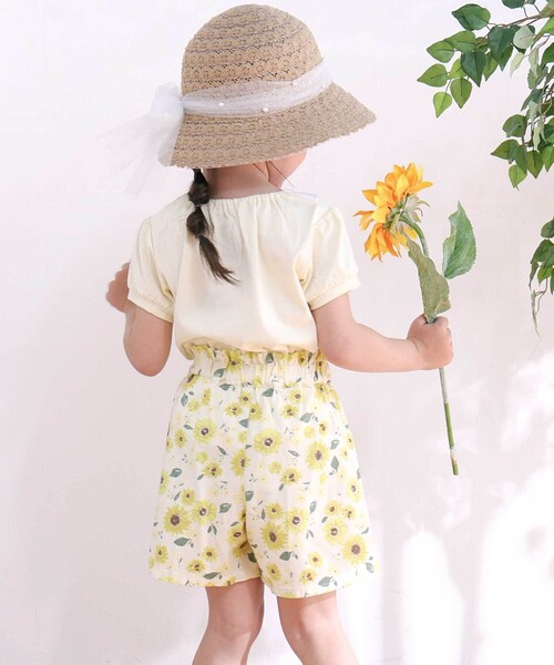 SLAP SLIP(スラップスリップ)の「【お揃い/接触冷感】無地花柄ひまわり麻レーヨンタック入りショートパンツ(90~130cm)(その他パンツ・キッズ・ベージュ/オレンジ/ピンク系その他/イエロー系その他/パープル系その他/ブルー系その他2・120cm/130cm/100cm/110cm/90cm)」の9枚目の写真