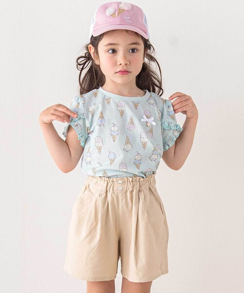 SLAP SLIP(スラップスリップ)の「【お揃い/接触冷感】無地花柄ひまわり麻レーヨンタック入りショートパンツ(90~130cm)(その他パンツ・キッズ・ベージュ/オレンジ/ピンク系その他/イエロー系その他/パープル系その他/ブルー系その他2・120cm/130cm/100cm/110cm/90cm)」の11枚目の写真