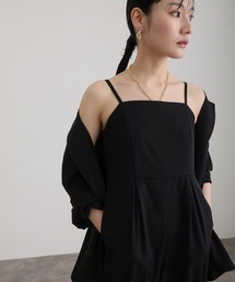 セットアップ パンツドレス 結婚式 二次会&ワイドパンツ オールインワン チェーンネックカットセレモニー フォーマル ロング丈 オケージョンドレス お呼ばれ 同窓会 成人式