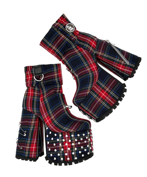 タータンチェック 厚底ミドルブーツ Charla Tedrick│Jeffrey Campbell