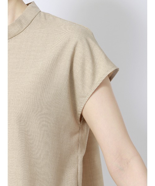 SUIT SQUARE（スーツスクエア）の「ボウタイブラウス フレンチスリーブ ウォッシャブル 撥水 リネンライク 無地（シャツ/ブラウス・レディース・ネイビー系/ベージュ系/オレンジ系・38(9号)）」の10枚目の写真