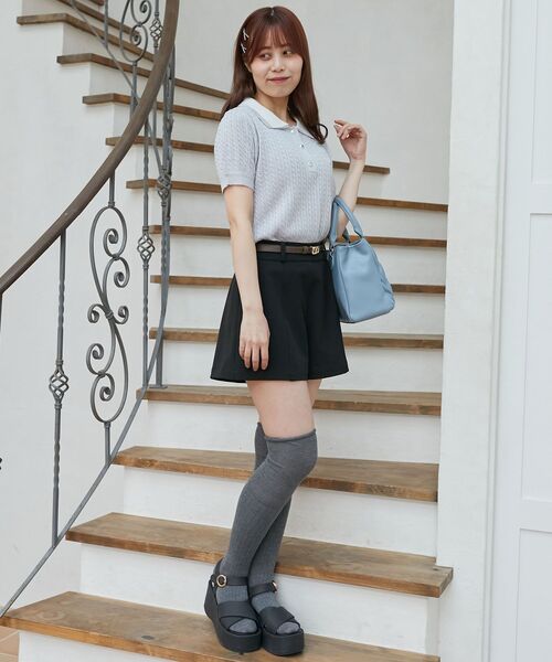 MAJESTIC LEGON(マジェスティックレゴン)の「ベルト付きショートパンツ(その他パンツ・レディース・ブラウン/ブラック・MEDIUM)」の5枚目の写真