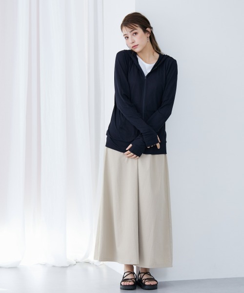 セール】高身長 UVカットうすカル指穴付ジップパーカー