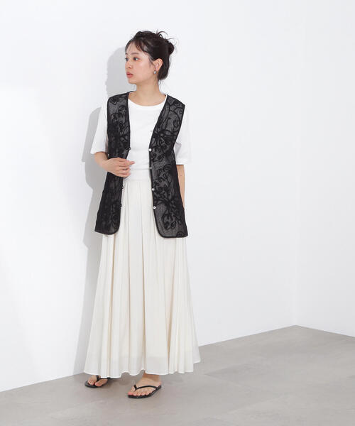 N.（N. Natural Beauty Basic）（エヌエヌナチュラルビューティーベーシック）の「コードレースジレ（ベスト・レディース・オフホワイト/ブラック・MEDIUM）」の11枚目の写真