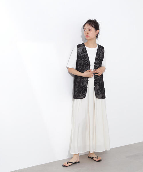 N.（N. Natural Beauty Basic）（エヌエヌナチュラルビューティーベーシック）の「コードレースジレ（ベスト・レディース・オフホワイト/ブラック・MEDIUM）」の14枚目の写真