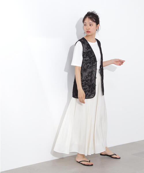 N.（N. Natural Beauty Basic）（エヌエヌナチュラルビューティーベーシック）の「コードレースジレ（ベスト・レディース・オフホワイト/ブラック・MEDIUM）」の15枚目の写真