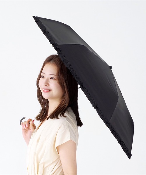 nifty colors(ニフティーカラーズ)の「【日傘 晴雨兼用】sun shade frillmini 50㎝(折りたたみ傘・レディース・ブラック/ホワイト/ベージュ/ネイビー・FREE)」の7枚目の写真