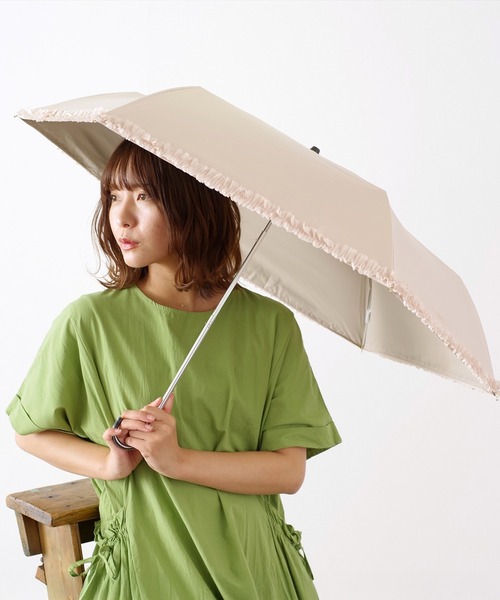 nifty colors(ニフティーカラーズ)の「【日傘 晴雨兼用】sun shade frillmini 50㎝(折りたたみ傘・レディース・ブラック/ホワイト/ベージュ/ネイビー・FREE)」の11枚目の写真