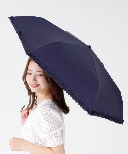 nifty colors(ニフティーカラーズ)の「【日傘 晴雨兼用】sun shade frillmini 50㎝(折りたたみ傘・レディース・ブラック/ホワイト/ベージュ/ネイビー・FREE)」の13枚目の写真