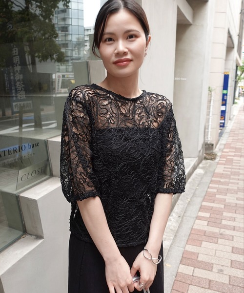 【土日限定お値下げ】LEONARD paris 半袖トップス 美品 セール】コードレース半袖トップス（Tシャツ/カットソー