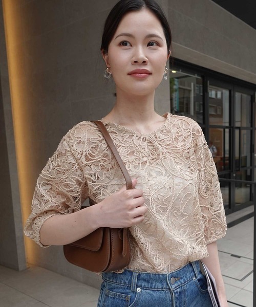 セール】コード刺繍風 モックネックニットトップス/TOPS（ニット