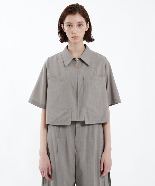 美品PUBLIC TOKYO ドライトロスリットシャツ　半袖シャツ　今季 ドライトロスリットシャツ（シャツ/ブラウス）｜PUBLIC TOKYO