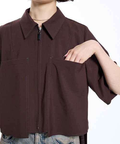 PUBLIC TOKYO(パブリックトウキョウ)の「【完売間近】ドライトロスリットシャツ(シャツ/ブラウス・レディース・モカ/チェック/ネイビー/ベージュ/ブラウン・1/2)」の19枚目の写真