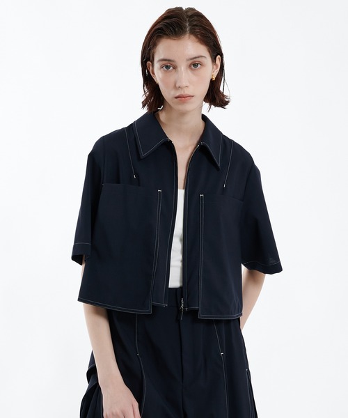 美品PUBLIC TOKYO ドライトロスリットシャツ　半袖シャツ　今季 ドライトロスリットシャツ（シャツ/ブラウス）｜PUBLIC TOKYO