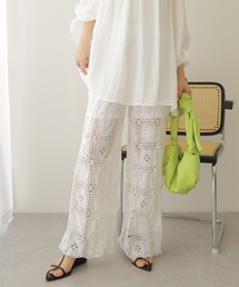 LAULEN([)crochet lace semi wide pants /NVF [X Z~Ch pc(̑pc)