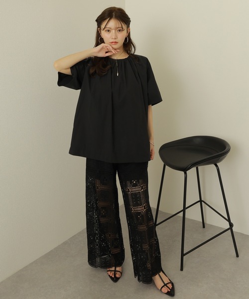 LAULEN（ローレン）の「crochet lace semi wide pants /クロシェ レース セミワイド パンツ（その他パンツ・レディース・ホワイト/ブラック/ベージュ・FREE）」の13枚目の写真