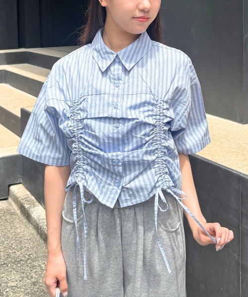 3.3 Field Trip （3.3フィールドトリップ）の「3.3 Field Trip／ギャザーリボンシャツ（シャツ/ブラウス・レディース・イエロー/サックスブルー/オフホワイト・FREE）」の2枚目の写真