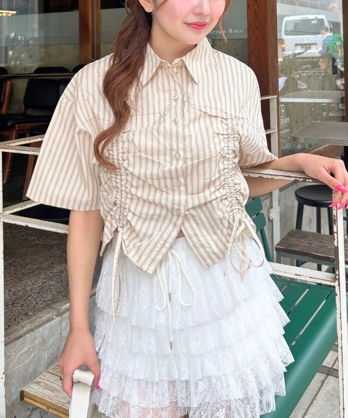 3.3 Field Trip （3.3フィールドトリップ）の「3.3 Field Trip／ギャザーリボンシャツ（シャツ/ブラウス・レディース・イエロー/サックスブルー/オフホワイト・FREE）」の3枚目の写真