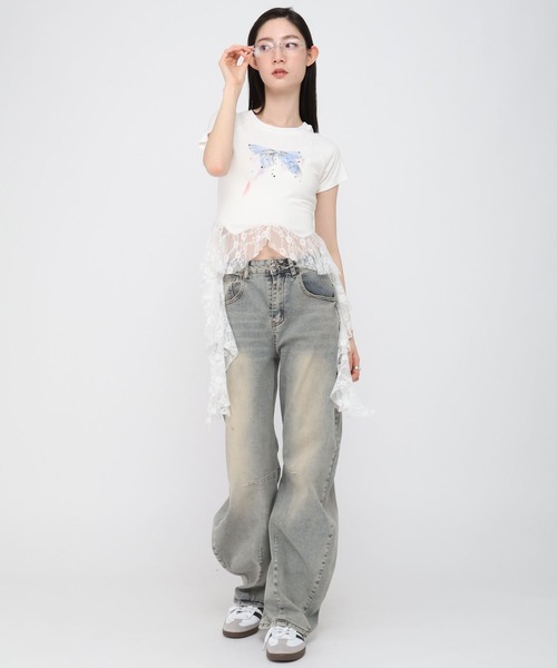 3.3 Field Trip （3.3フィールドトリップ）の「3.3 Field Trip／リボンプリントフリルT（Tシャツ/カットソー・レディース・ホワイト/グレー/ブラック・FREE）」の14枚目の写真