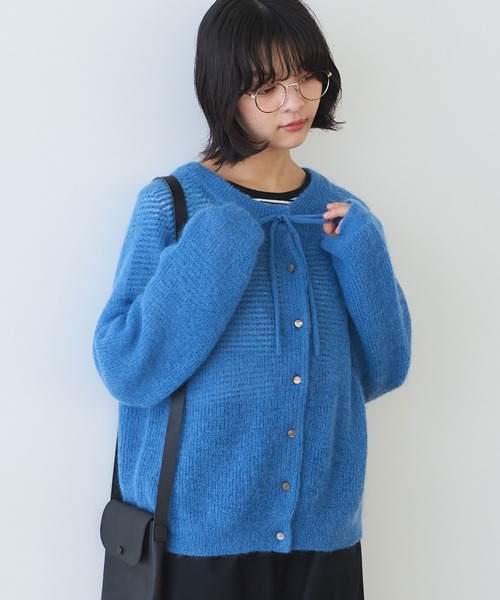 bulle de savon（ビュルデサボン）の「ふわふわ ribon ニットカーディガン（カーディガン/ボレロ・レディース・ブルー/イエロー/ブラウン・FREE）」の14枚目の写真