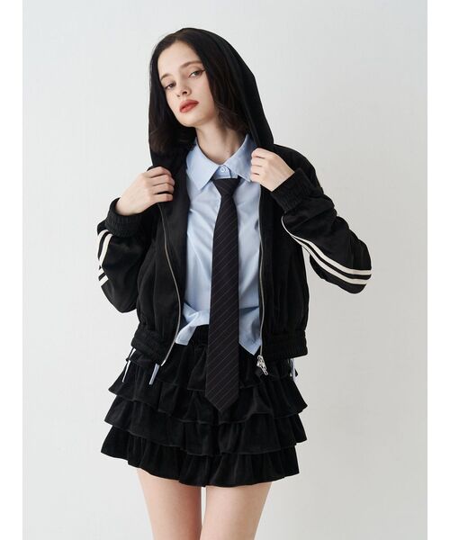 ベロアコンパクトラインZIPフーディ【セットアップ対応】秋服 ジップ