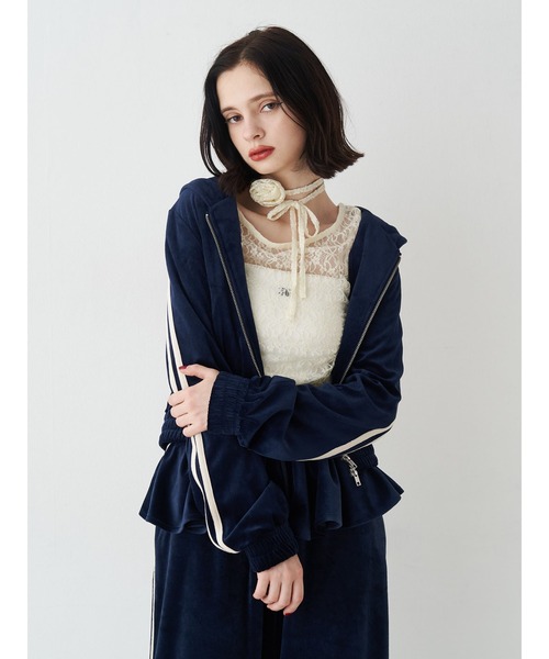 ベロアコンパクトラインZIPフーディ【セットアップ対応】冬服 ジップ