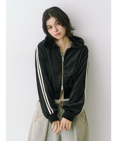 ベロアコンパクトラインZIPフーディ【セットアップ対応】秋服 ジップ