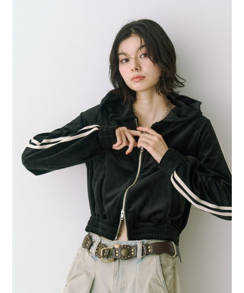 セール】ベロアコンパクトラインZIPフーディ【セットアップ対応】冬服