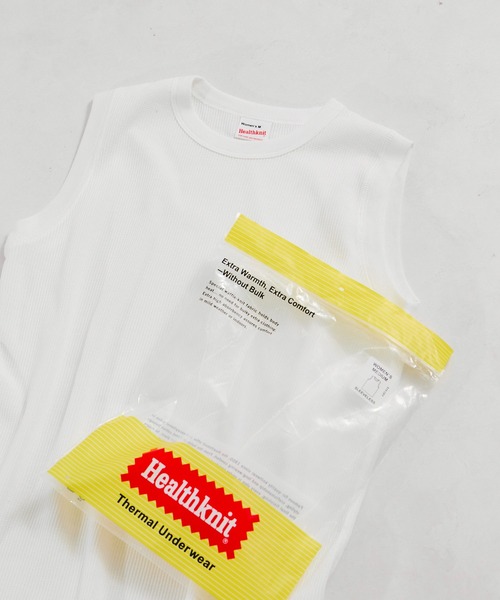 Healthknit（ヘルスニット）の「【Healthknit/ヘルスニット】Basic Waffle Tanktop（タンクトップ・レディース・ホワイト/ブラック系その他2/ブルー系その他6/ブラック・FREE）」の2枚目の写真