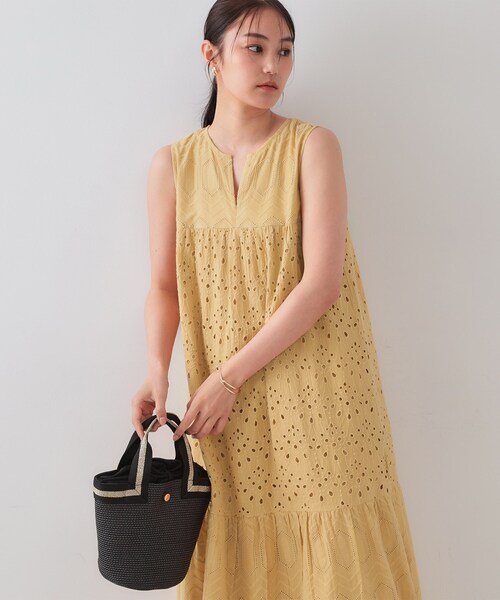 セール】インドコットンアイレット刺繍ティアードワンピース