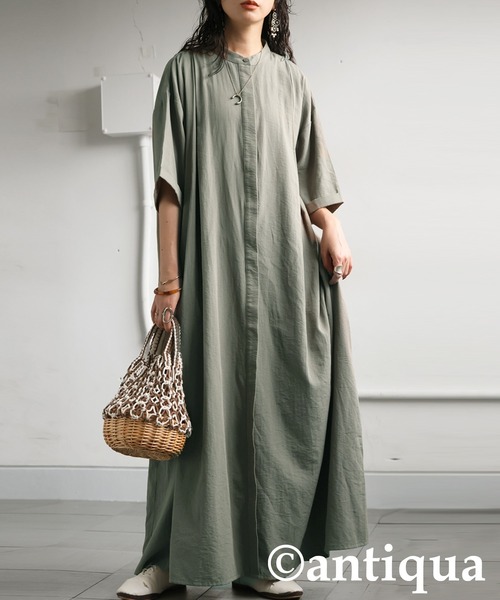 antiqua（アンティカ）の「タックデザインワンピース（ワンピース・レディース・カーキ/ブラック・ONESIZE）」の2枚目の写真