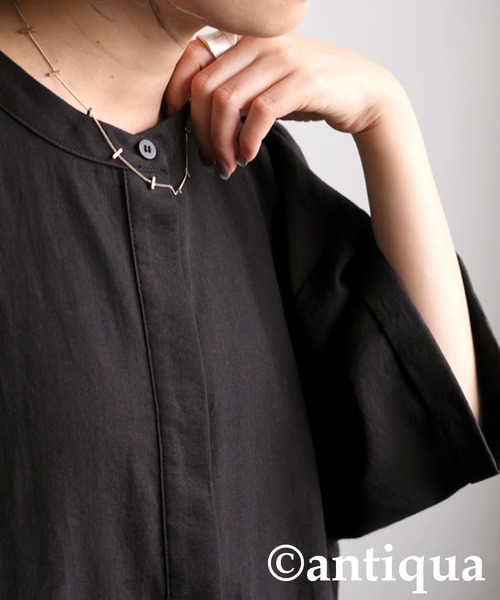 antiqua（アンティカ）の「タックデザインワンピース（ワンピース・レディース・カーキ/ブラック・ONESIZE）」の3枚目の写真