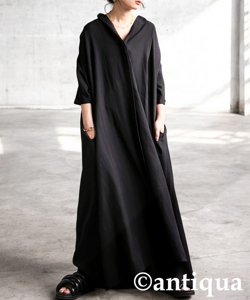 antiqua（アンティカ）の「タックデザインワンピース（ワンピース・レディース・カーキ/ブラック・ONESIZE）」の7枚目の写真