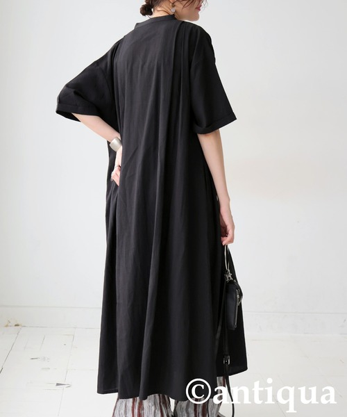 antiqua（アンティカ）の「タックデザインワンピース（ワンピース・レディース・カーキ/ブラック・ONESIZE）」の8枚目の写真