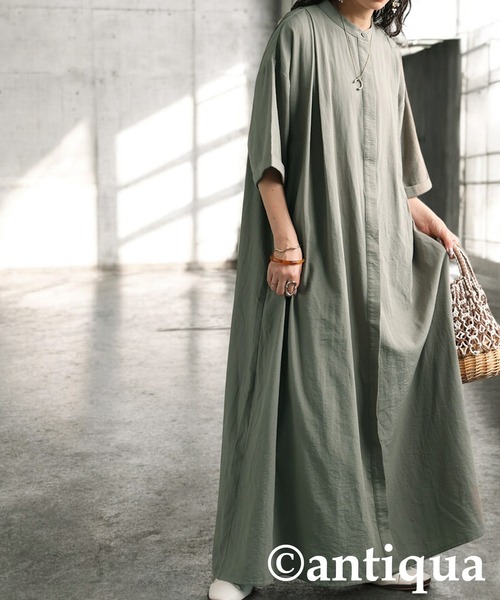 antiqua（アンティカ）の「タックデザインワンピース（ワンピース・レディース・カーキ/ブラック・ONESIZE）」の14枚目の写真